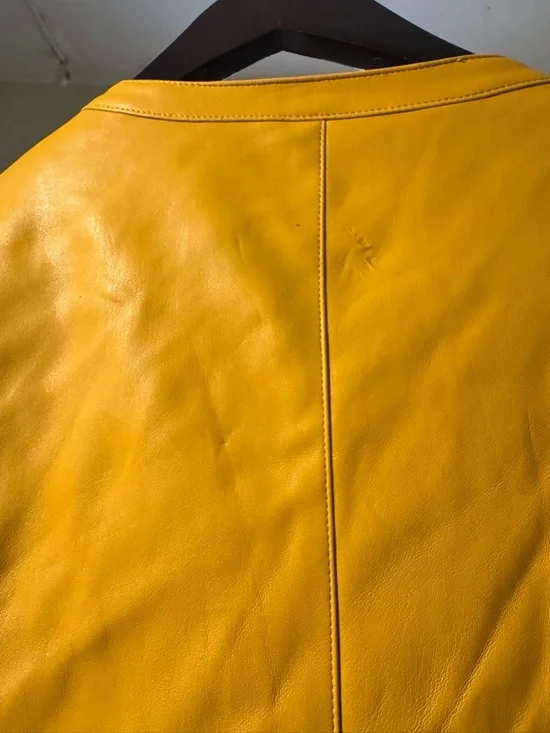 Zara Women's Yellow Snap-Front Leather Jacket - Picture 6 of 8